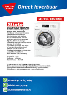 Miele WEG375WPS 1499,- na 100,- cashback via Miele